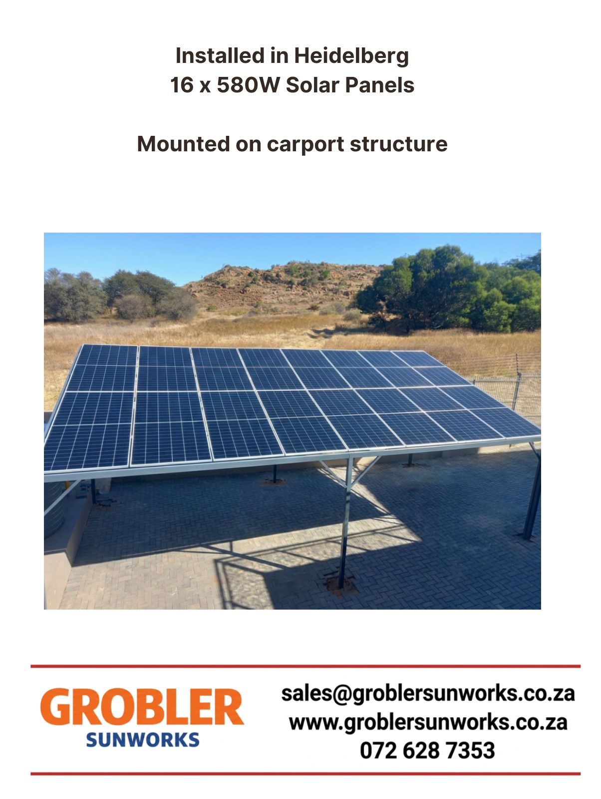 Solar installation in Heidelberg with 16×580W panels, 8kW Deye Inverter and 5x5.12kWh Volta Batteries – Grobler SunWorks